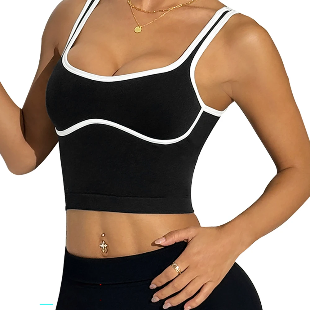 Women's Lightweight Simple Seamless Sports Bras Beautiful Contrast Colors Breathable Fitness Running Shockproof Yoga Medium