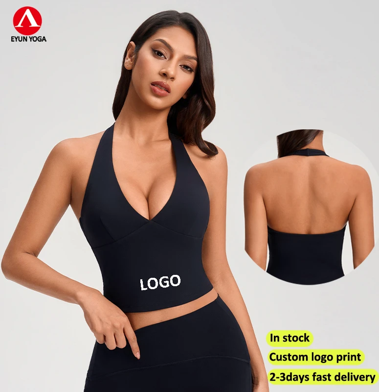 Women's Halter Tank Top V Neck Sports Bra Suit Pink Tracksuit Set Two-Piece Yoga Anti-chafing Uv Protection for Gym Cardio