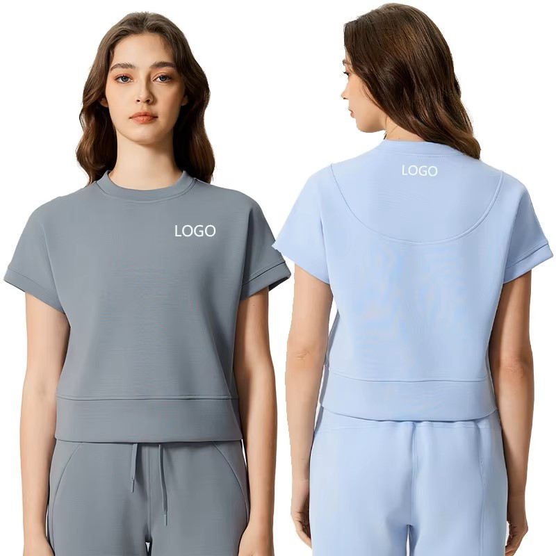 Women's Summer New Arrival Round Neck Drop Shoulder Short Sleeves Fitness Yoga T-Shirt Loose Fit Sports Apparel