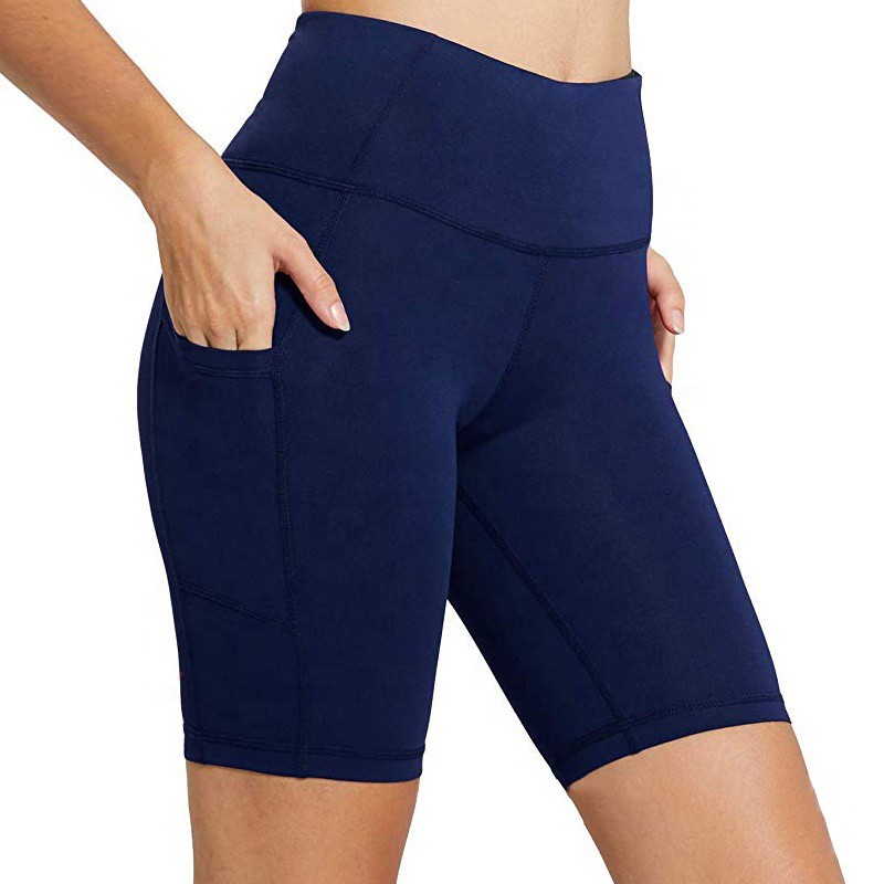 Wholesale Custom Plus Size Skinny Spandex High Waist Fitted Knitting Running Workout Yoga Sport High Stretch Biker Shorts Women