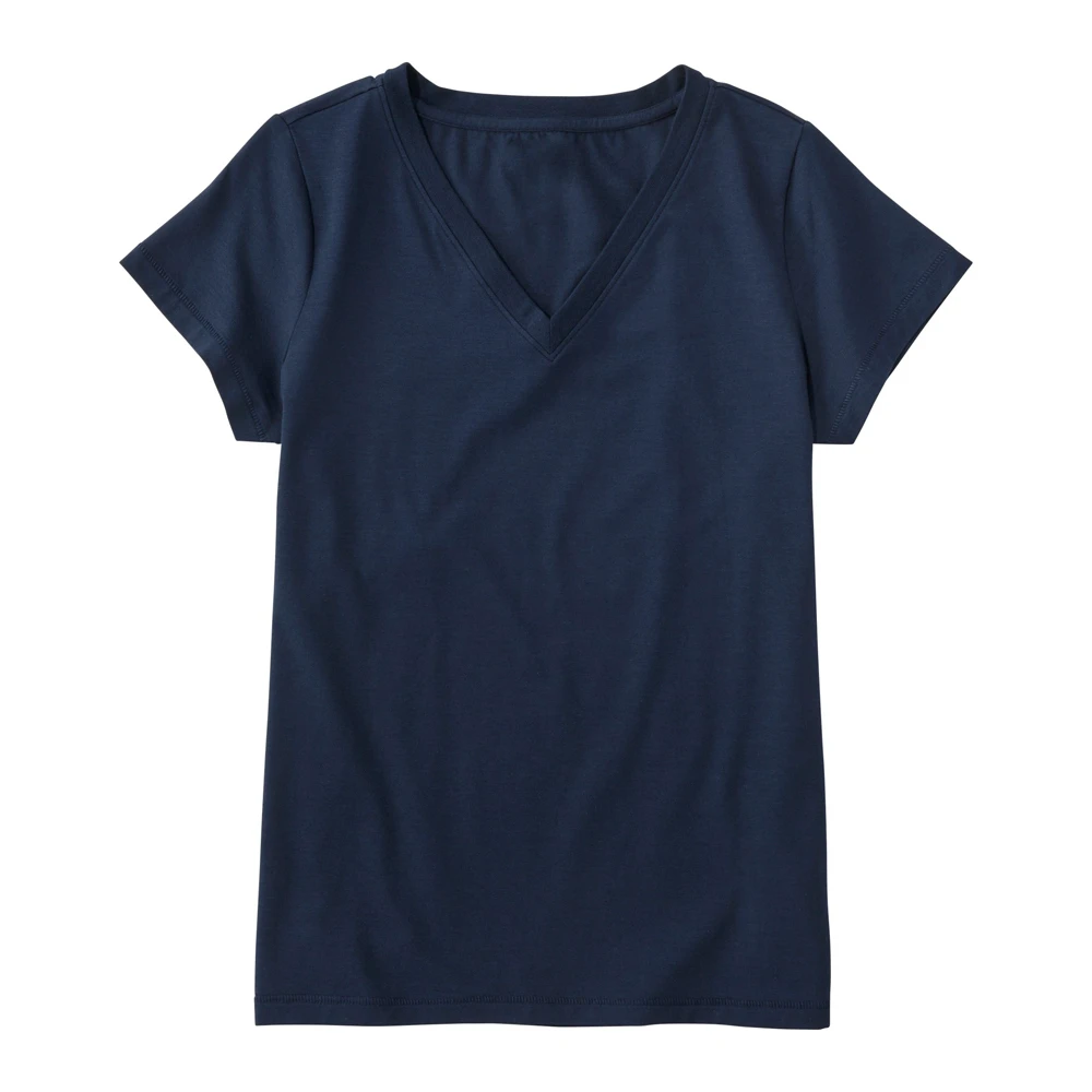 Women's Soft Stretch 100% Cotton Tee Short-Sleeve V-Neck T-Shirts OEM Custom Logo Shirt Plus Size Women's Summer Gym Sportswear