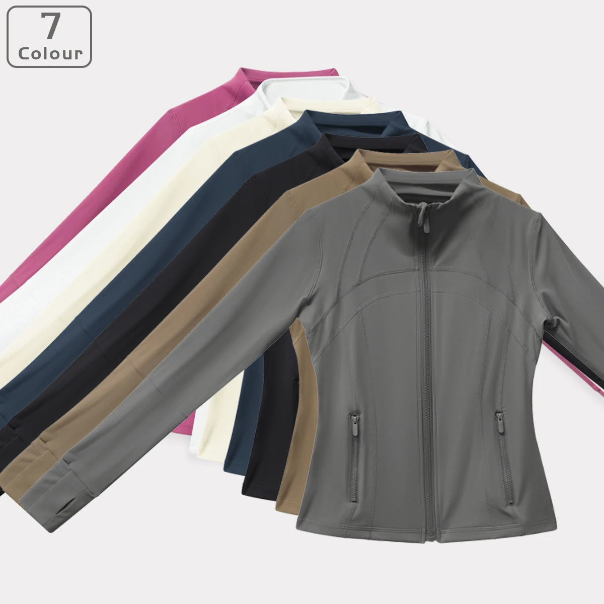 GC New Product Double-sided Zipper Shaping, Hygroscopic Yoga Clothing, Standing Fast Dry Fitness Jacket to Exercise Long Sleeves