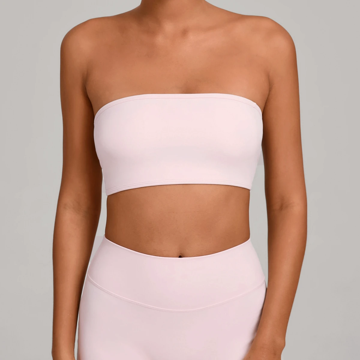 Women's Quick-Dry Workout Tank Top with Non-Slip Yoga Built-in Sports Bra Four-Way Stretch Rude Gym Bra Strapless Bustier Bra