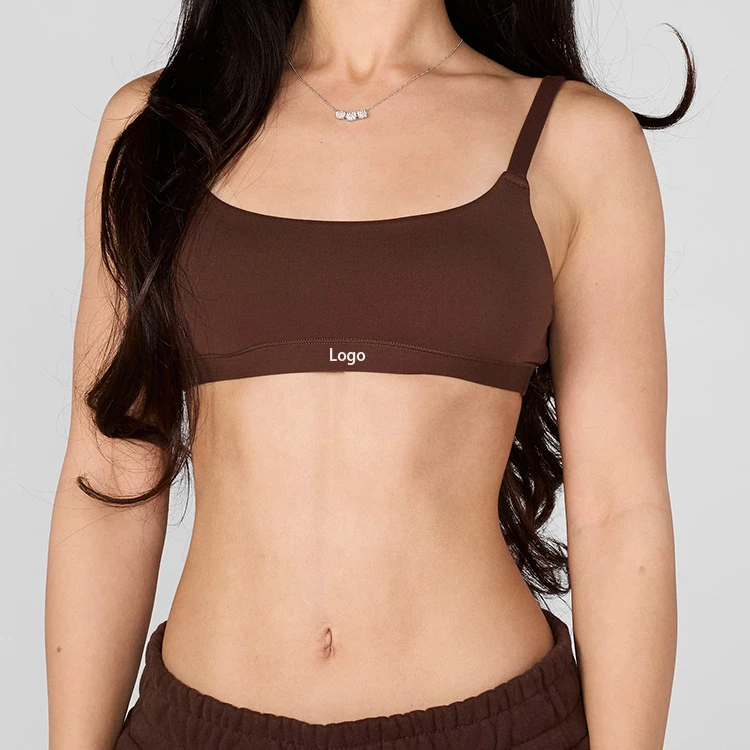 OEM Custom Minimalist Versatile High Elastic U Neck Adjustable Shoulder Strap Backless Detachable Chest Pads Women Sports Bra