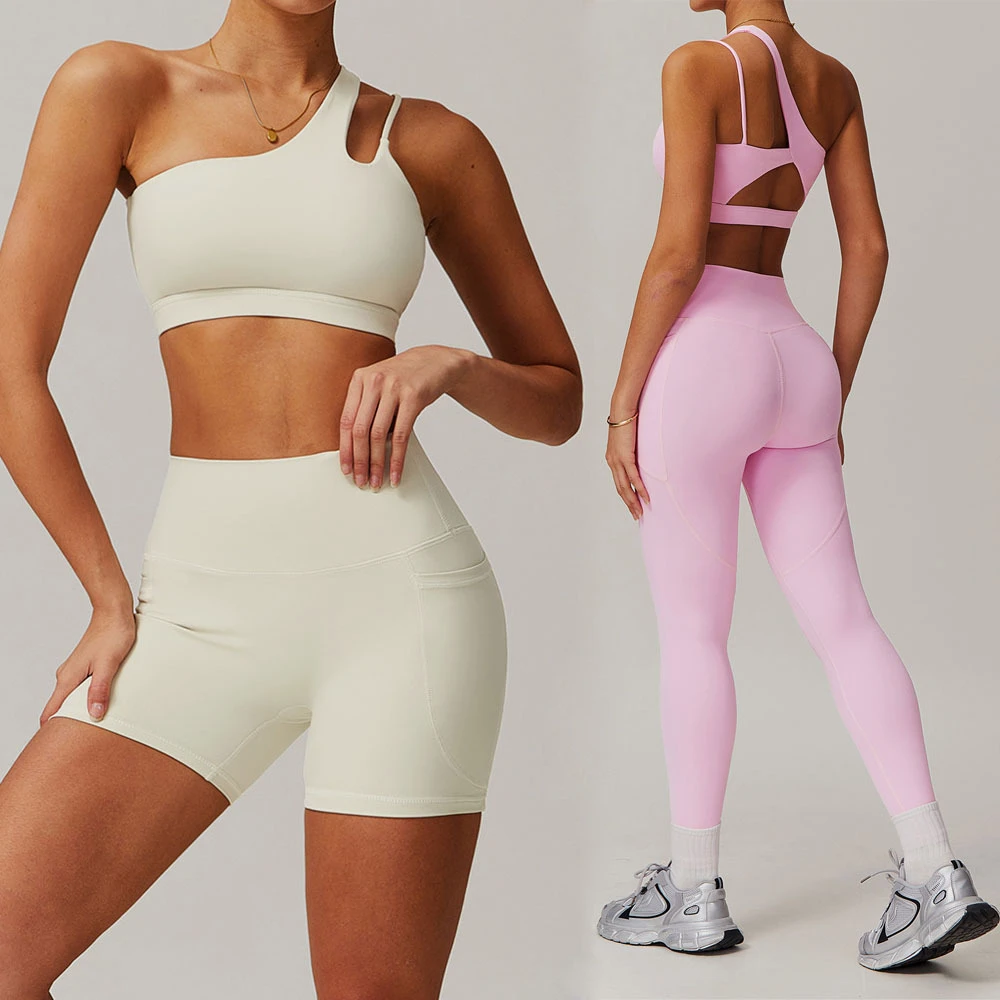 Adult Soft Sport Wear Bra Yoga Pants Cloths Activewear Leggings With Pocket Bodysuit GYM Fitness Yoga Wear Set For Women