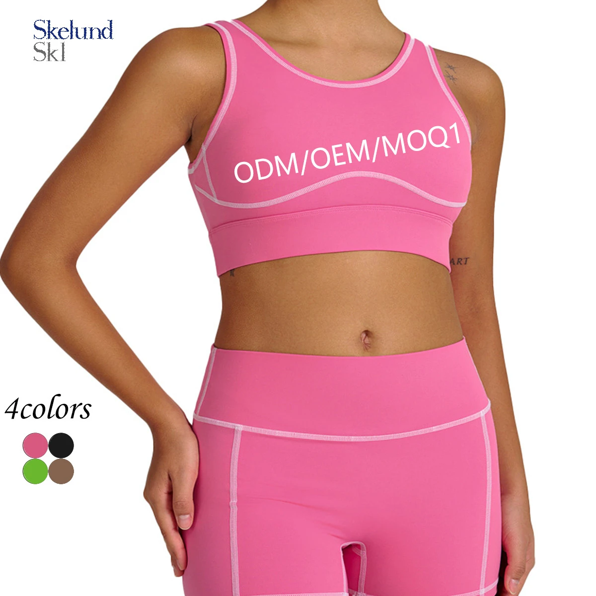 Yoga Sets Custom logo Solid Shockproof Beautiful Back Highly Elastic Bra Two-piece Outfits Yoga tank and Shorts Set