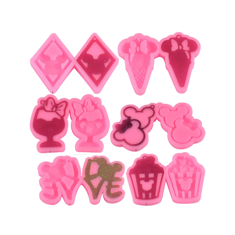 New Trend Mickey Minnie Head Cone Epoxy Resin Earring Pendant Silicone Mold