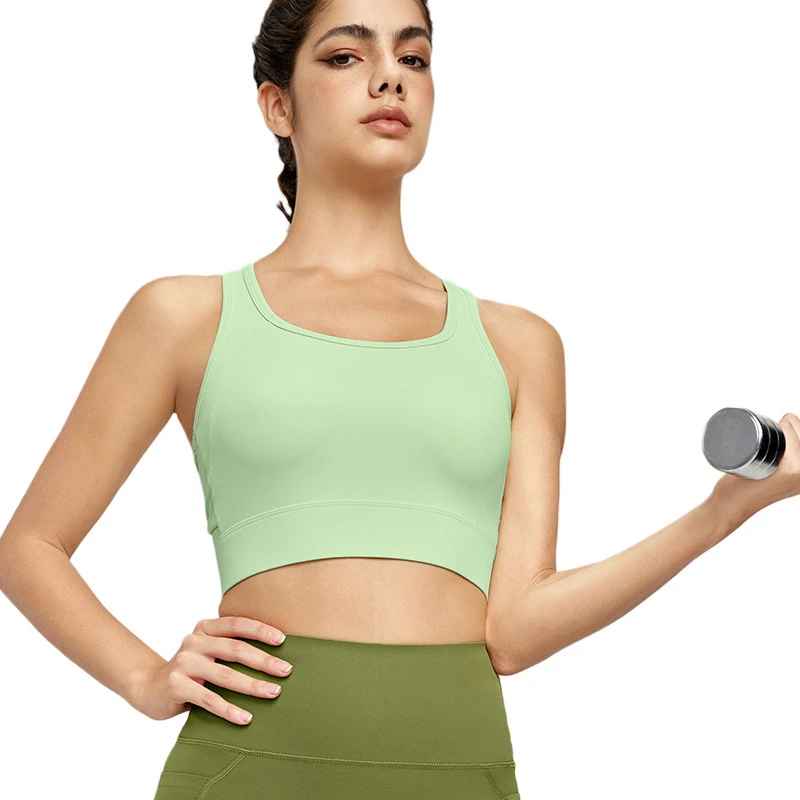 Wholesale High Quality Women's Solid Color Open Back Yoga Bra Quick Dry Medium Support Workout Sports Bra for Gym
