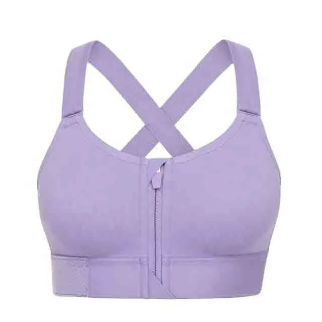 Premium Reversible Breathable Front Zipper Padded Plus Size Sports Bra Seamless Crop Design for Comfort Support Yoga Gym Running