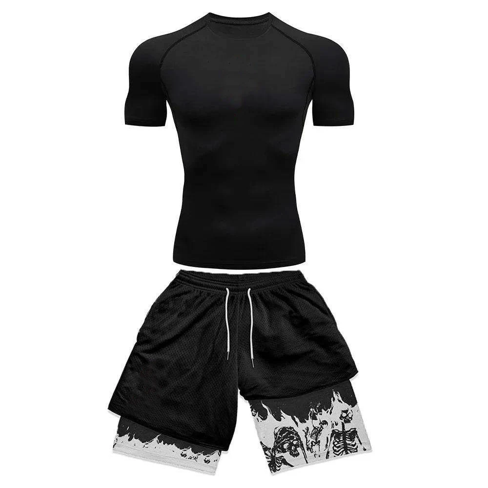 Quick-Dry Loose Running Sweat-Wicking Breathable Sport Round Neck Compression T-Shirt And Shorts Set BY AMAZING INDUSTRIES