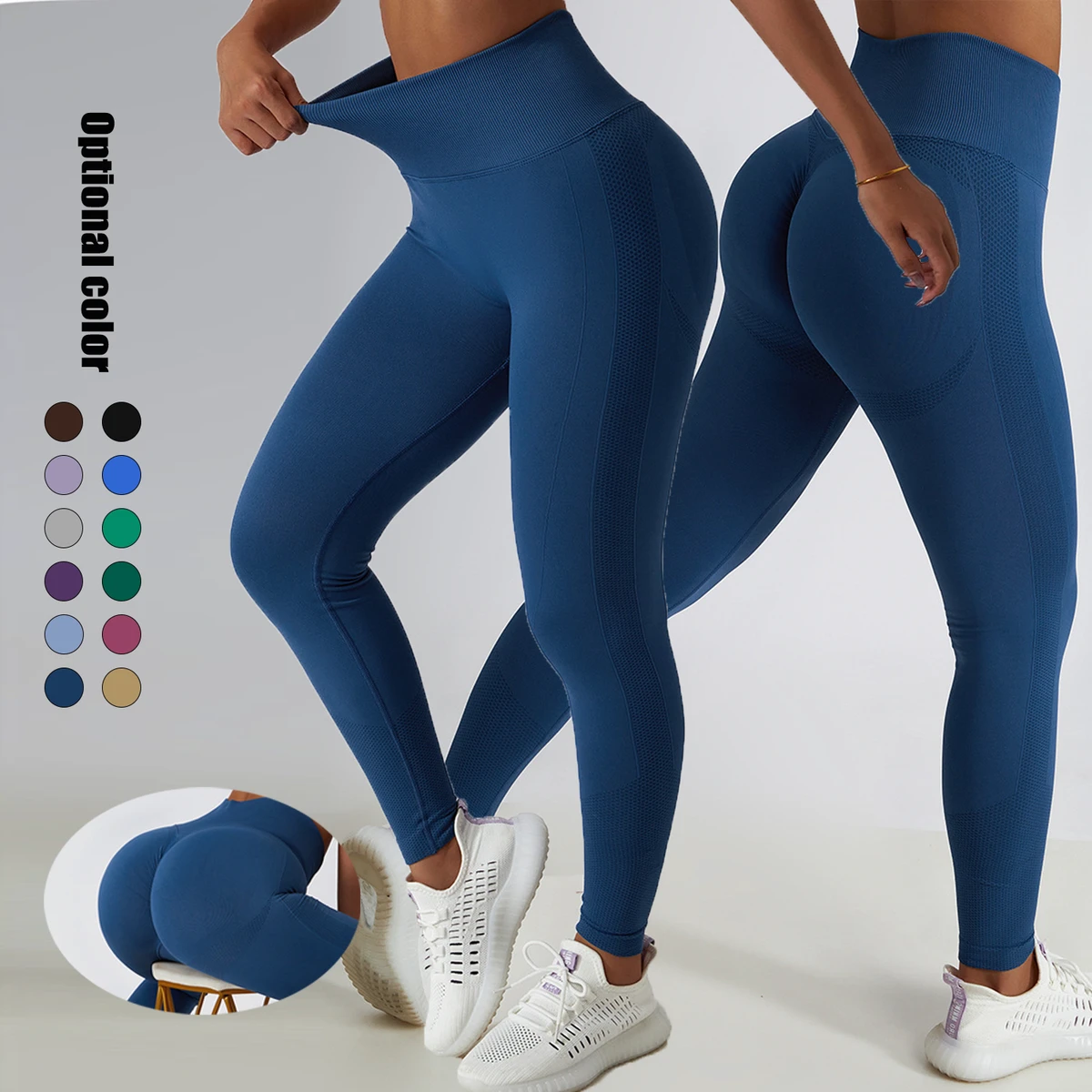 Wholesale High Waist Seamless Breathable Black Leggings Gym Tights Stretch Anti-Bacterial Sportswear Yoga Pants Mature Women
