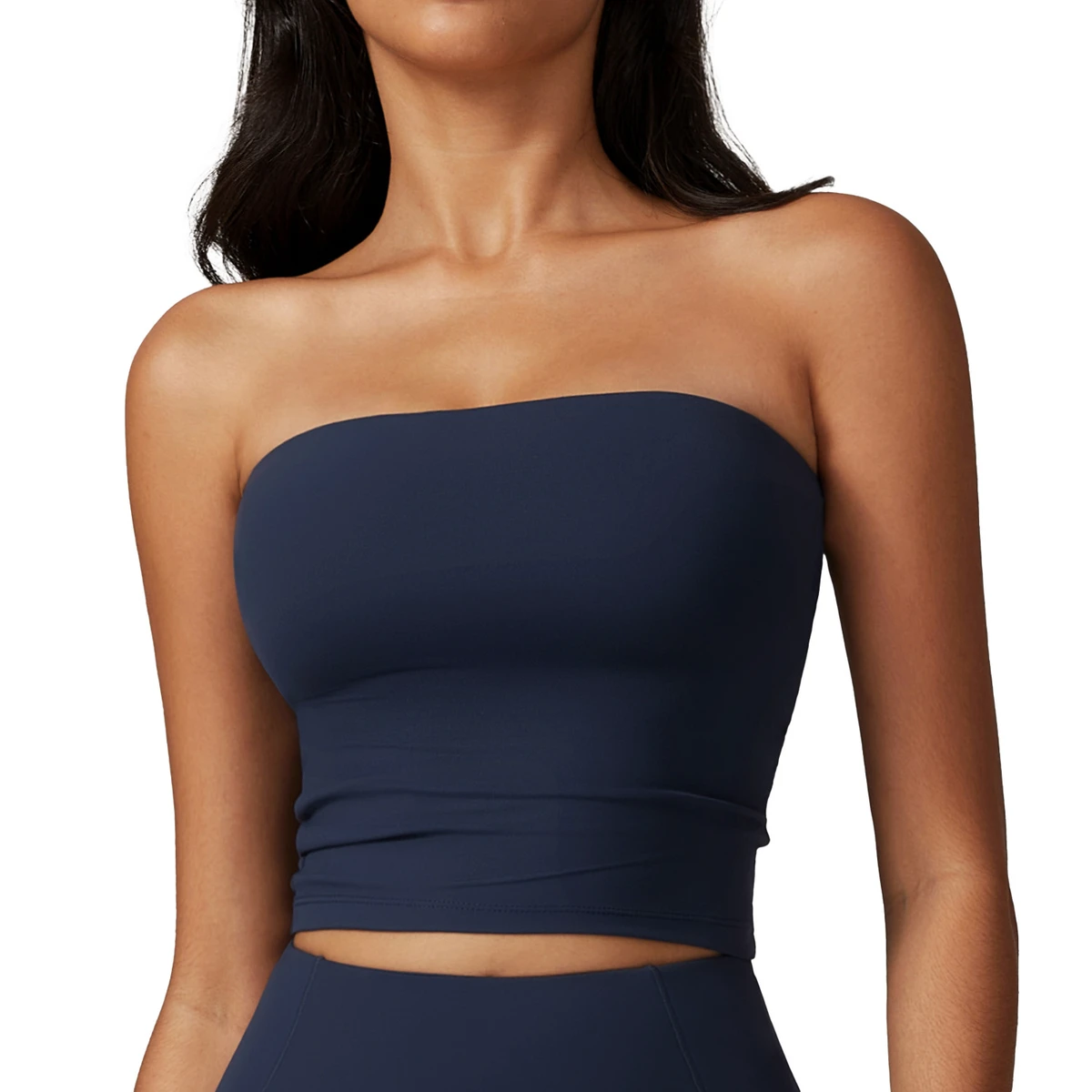 Liandong Women's Strapless Tube Top Sexy Beautiful Back Sports Underwear Solid Shockproof Quick-Drying Fitness Yoga Top