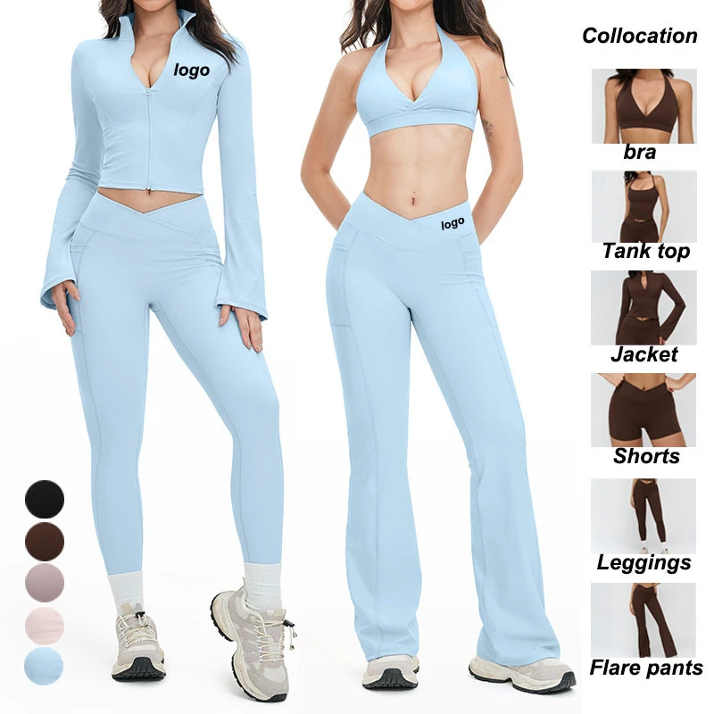Custom Logo Yoga Sets Activewear High Quality Naked Feelings Slim Fitting Running Gym Clothes Tummy Control Fitness Outfits
