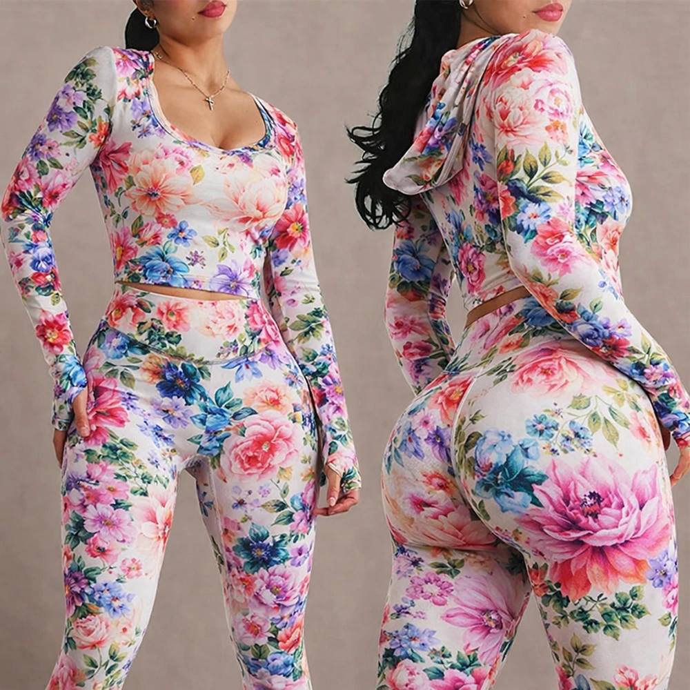 Custom Women's Fitness Active Wear Soft Quick-Dry Sports Long Sleeve Workout Clothing 4-Way Stretch Two Piece Yoga Leggings Sets
