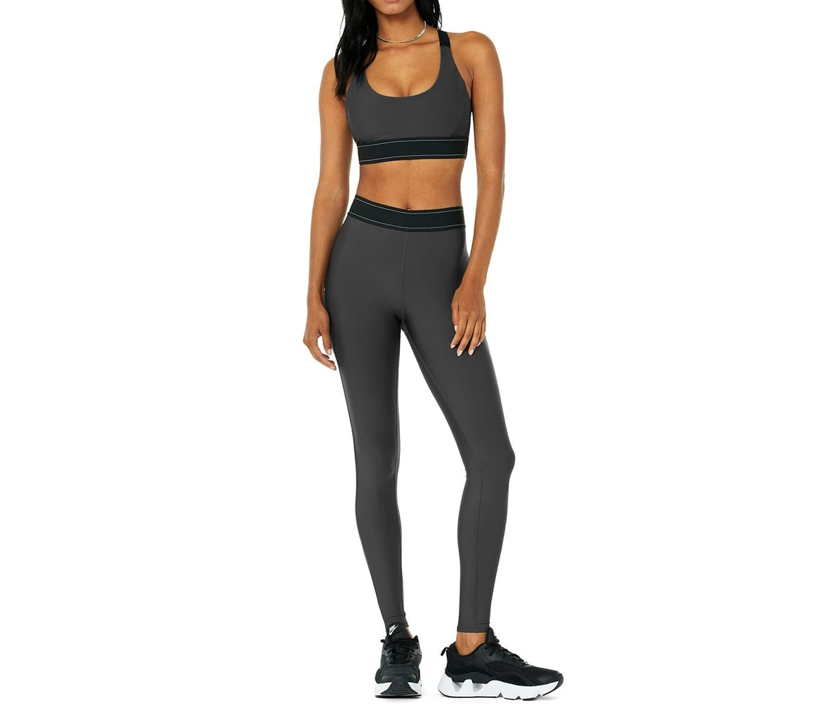 Women's Solid Plus Size Workout Set Ribbed Crop Top Leggings Moisture Control Yoga Fitness Gym Clothing