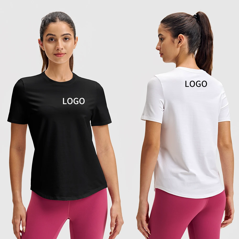 Simple Classic Sports Short Sleeve Women Lu Casual Yoga Top High Stretch Breathable Quick Dry Round Neck T-Shirt