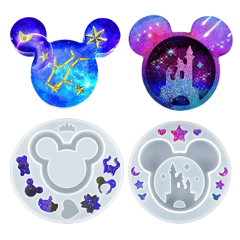 Castle Mouse Head Shaker Mold Resin Epoxy Silicone Molds for DIY Jewelry Keychain Filling Stuff Bottle Maple Leaf PC Office OPP
