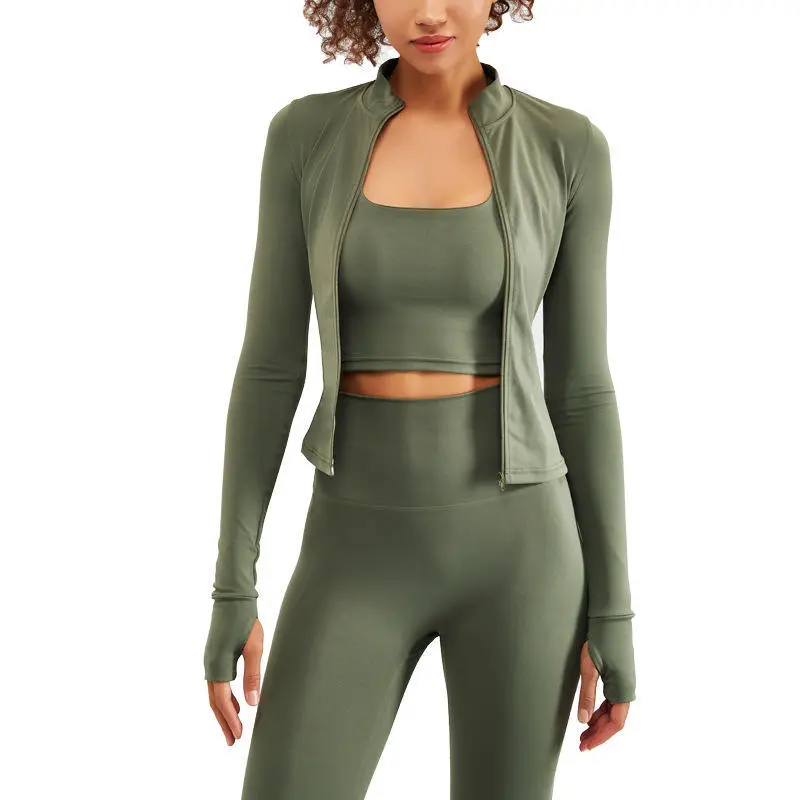 Women's Buttery Soft 3 Pieces Gym Sports Bra Long Sleeve Top and High Waist Yoga Leggings Workout Set