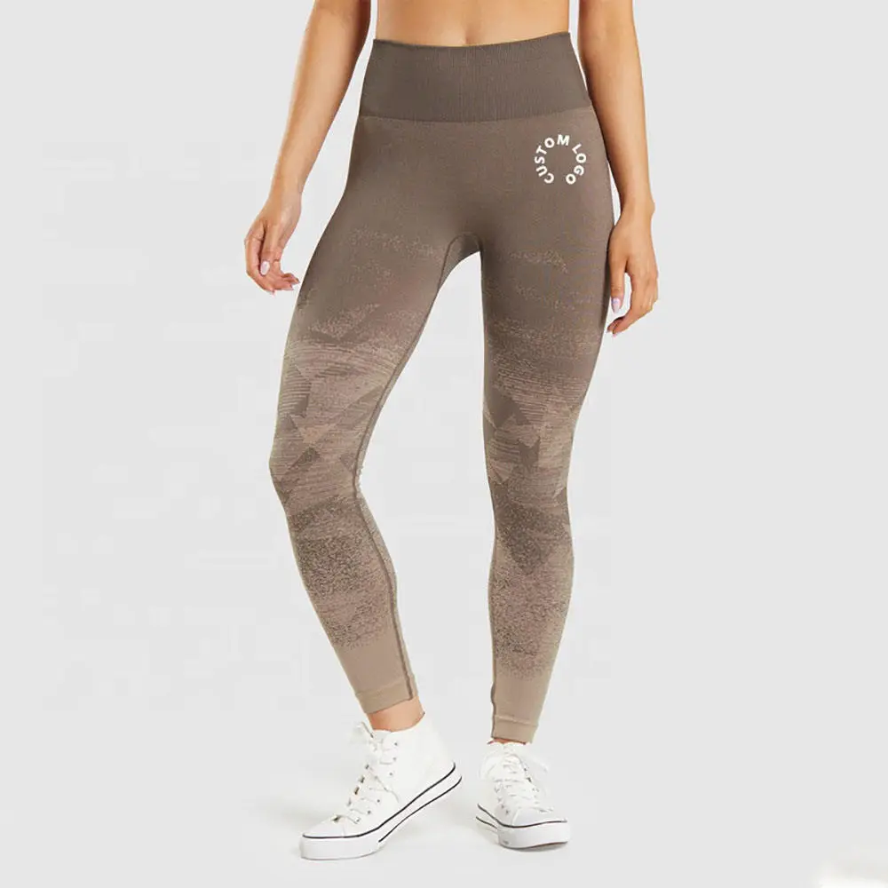 Custom High Quality Women's Breathable Yoga Leggings Waist Logo Mid-Calf Length Nylon Spandex Material for Gym Sport