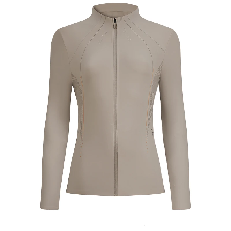 High Quality Women's Long Sleeve Lulu Yoga Top With Zipper Spandex Fitness Stretch Workout Jacket for Adults Yoga Top