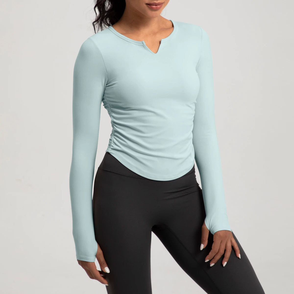 New Style Yoga Padded Tops Fold Pleated Design Yoga Wrap Top Fitness with Built in Bra