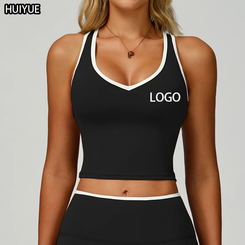 Versatile Breathable Quick-Dry Sports Vest Contrast-Trimmed Yoga Cut-Out Back Fashionable Bra Form-Fitting For Running