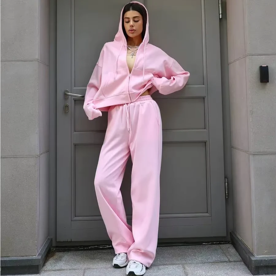 65%Cotton Jogging Suits Sport Cloth Women Yoga Wear Sweatsuits for Women Sets 2 Piece Sweatpants and Hoodie Set