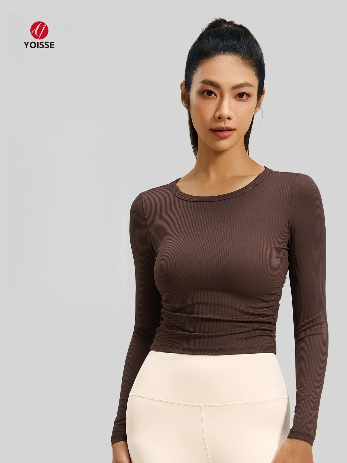 New Autumn Tight-Fitting Yoga Top - Breathable, Slimming, Waist-Cinching Long-Sleeve Yoga Wear