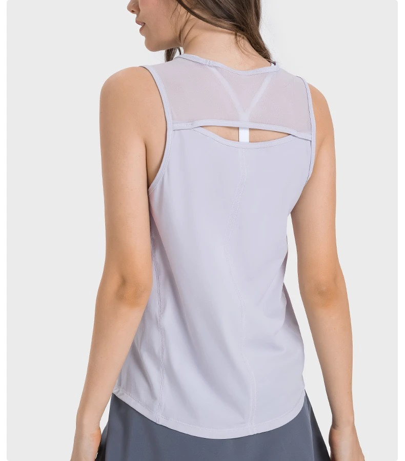 DT051 Sleeveless Workout Tops for Women Mesh Racerback Tank Yoga Shirts Gym Clothes Muscle Running Vest for Gym Wear