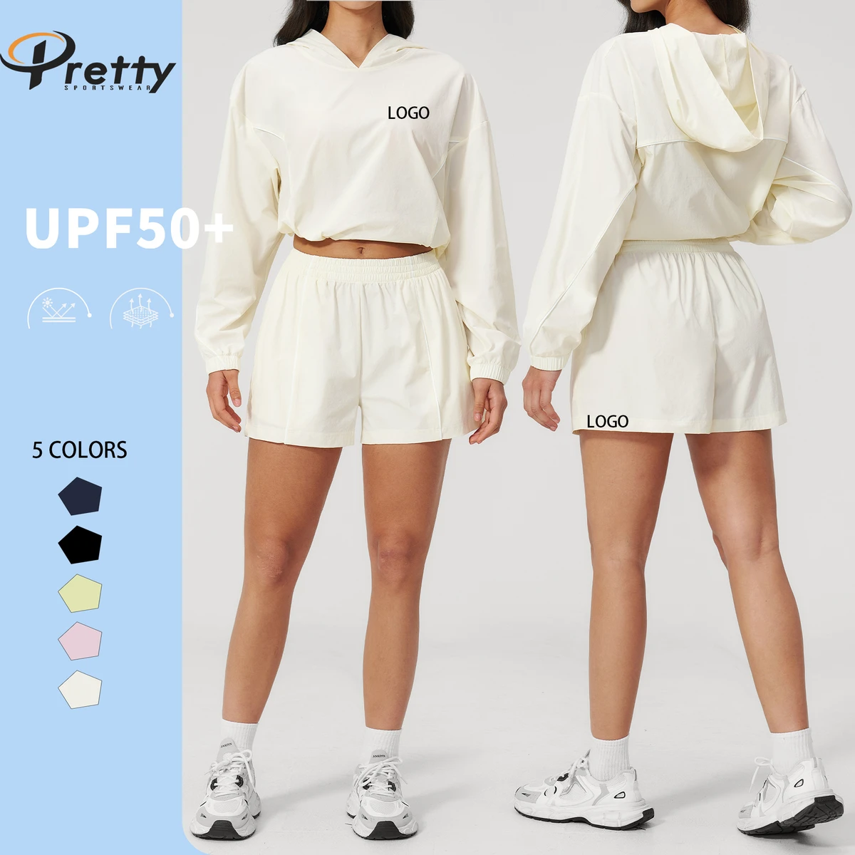 2026 New Women's Fashion Seamless 2-Piece Yoga Set UPF 50+ UV-Protective Sweat-Wicking Quick-Drying Breathable Elastic Waist