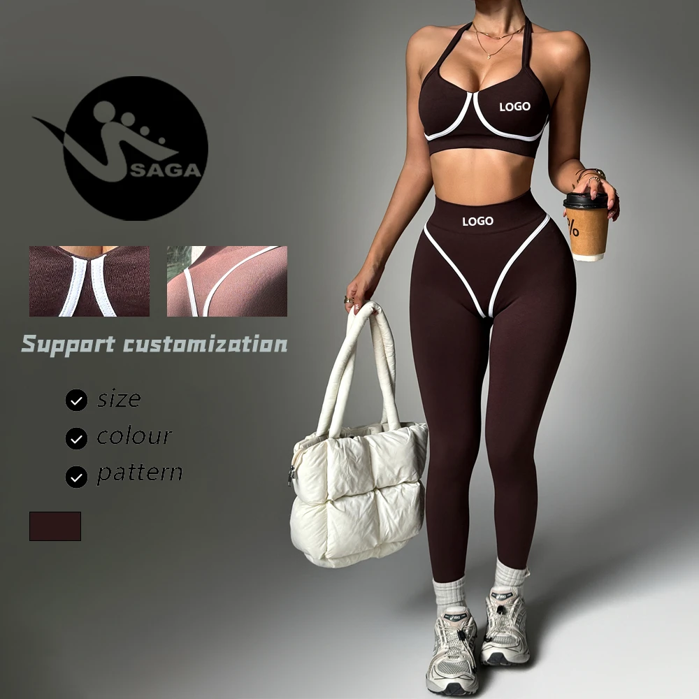 Ladies Butt Lifting Soft Elastic Sleeveless Tops and Leggings Two Piece Outfits for Outdoor Gym Fitness Yoga Set