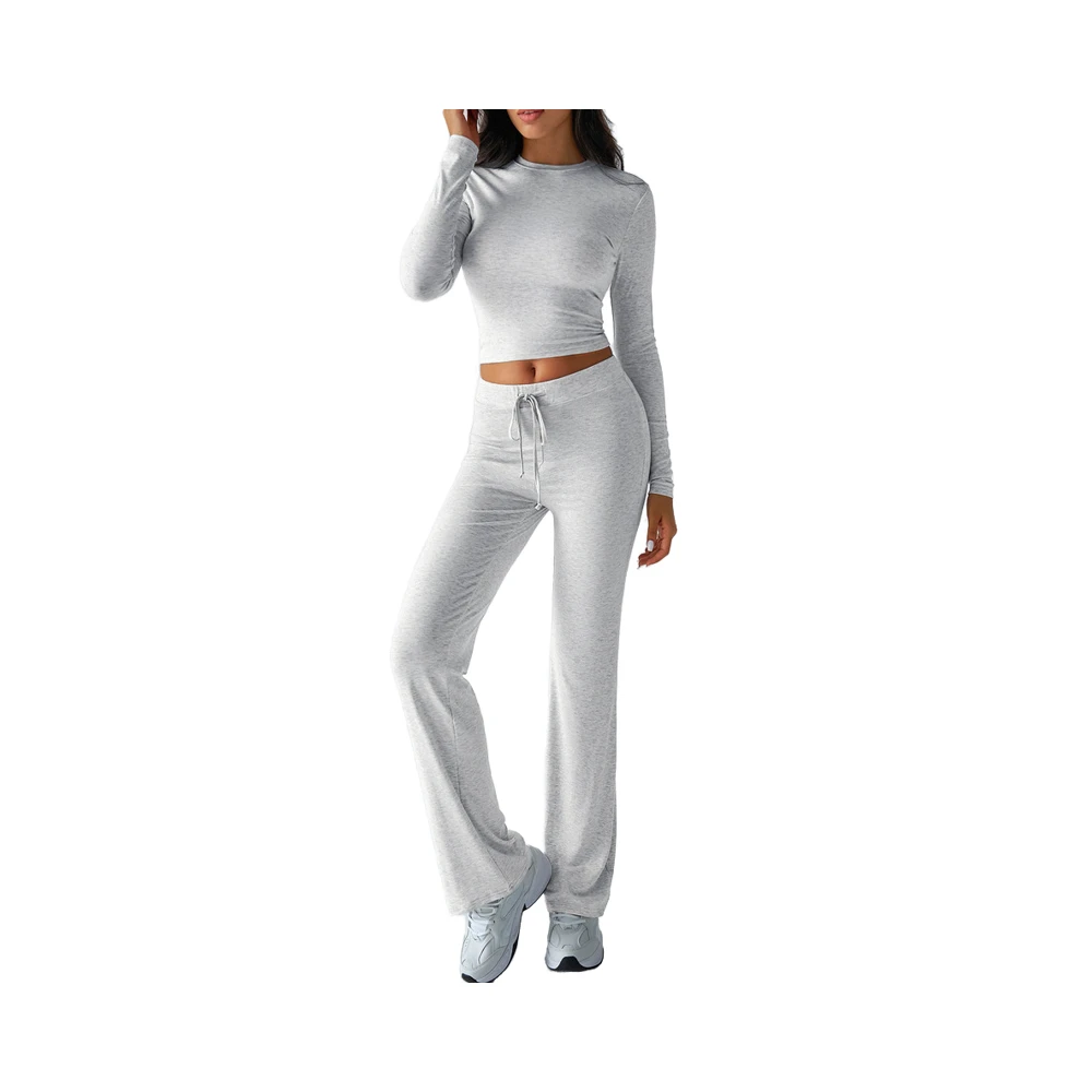 Autumn Winter 2025 Women's Casual Suit Set Long Sleeve T-Shirt & Straight Pants Spandex/Polyester Anti-Pilling Sports Yoga Style