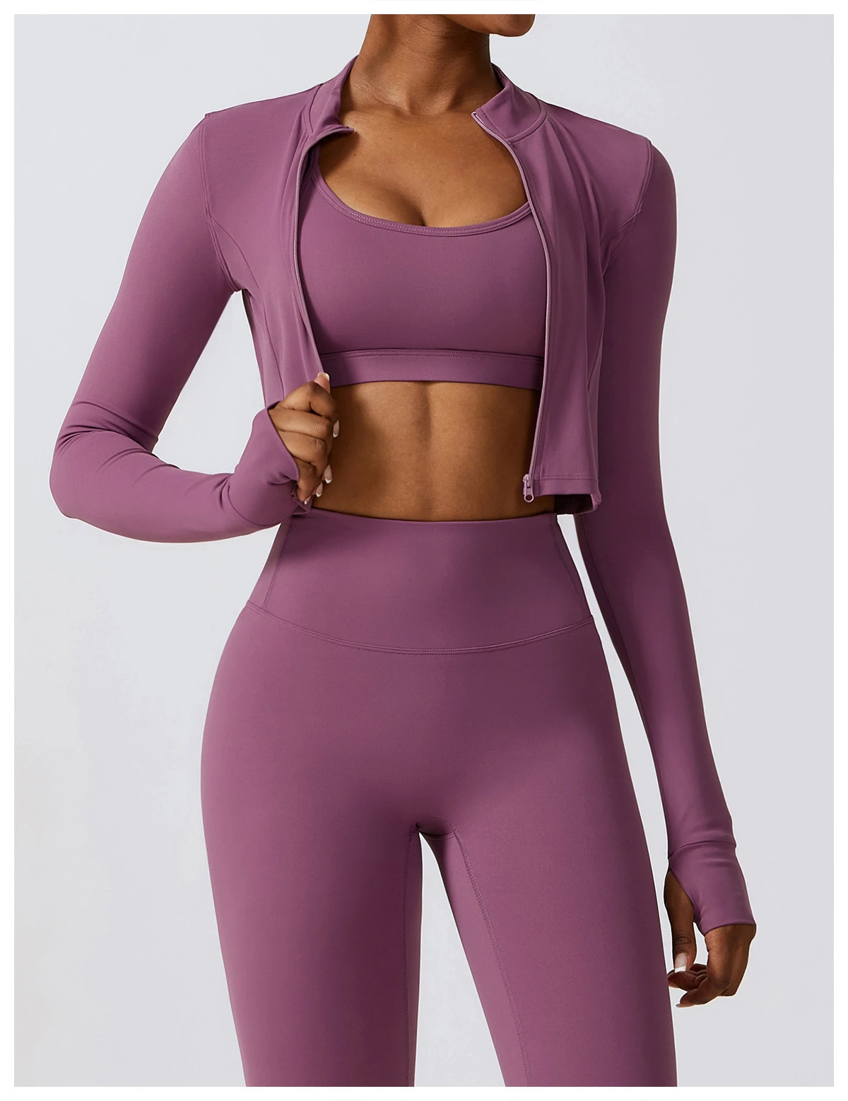 High Quality Yoga Womans Clothing Women Long Sleeve Gym Top Fitness Autumn Sports Ladies Stand Collar Full Zip up Yoga Tight