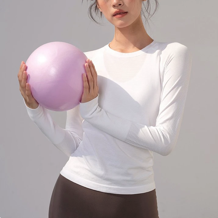 Round Neck Tight-Fitting Top Quick-Dry Yoga Women's Wear Gym Top Fitness Sports Long Sleeve