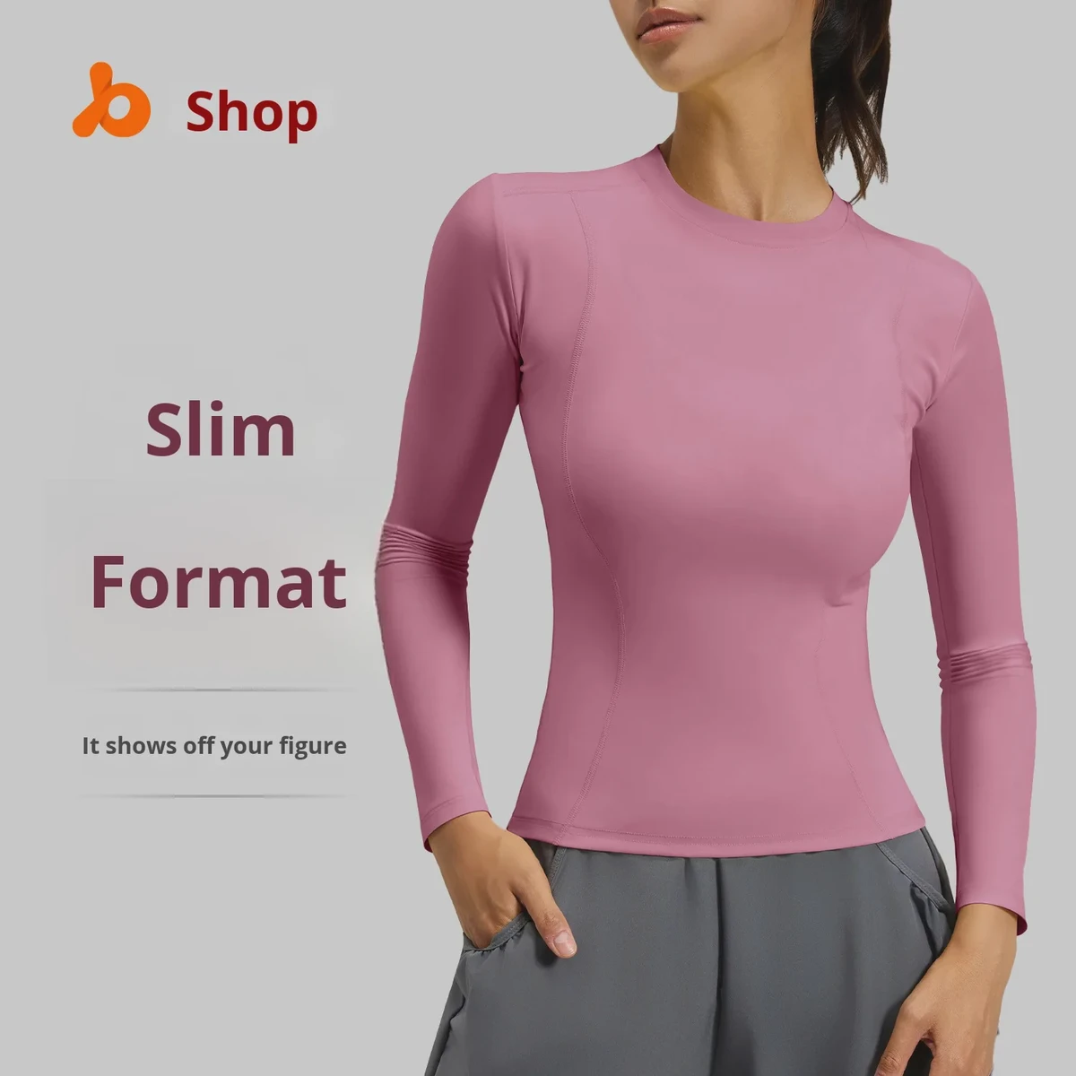 2025 Breathable Slim-Fitting Yoga Top Round-Neck Long-Sleeved Fitness Running Sports T-Shirt Spandex/Polyester Skinny