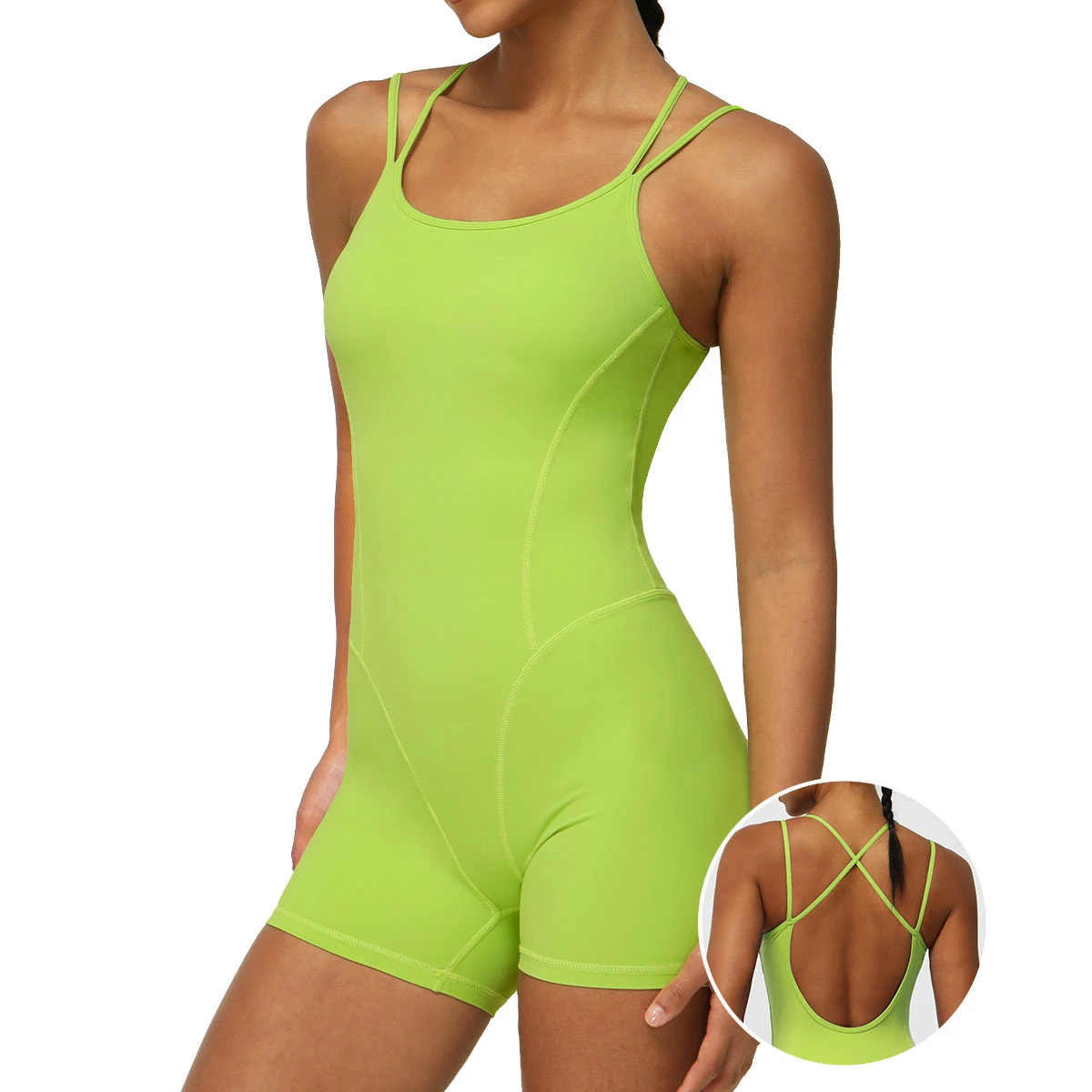 2025 Spaghetti Strap Cross Back Yoga Fitness Jumpsuit Big Backless Deep V Buttock Sports One Piece