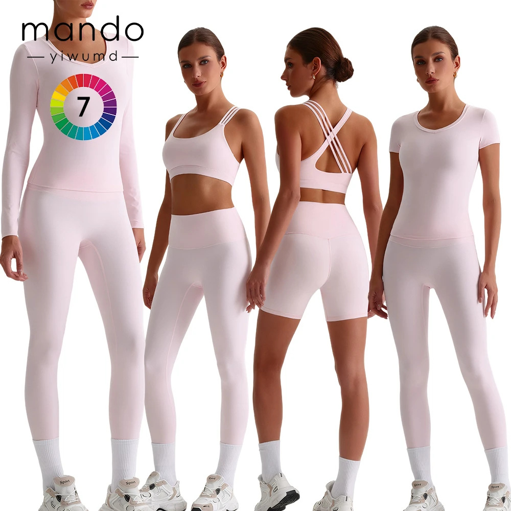 Women Outdoor Running Tight Quick Dry Sports Clothing 2/3/5 Piece Sets Custom Workout Wear Gym Fitness Sets Women Yoga Set