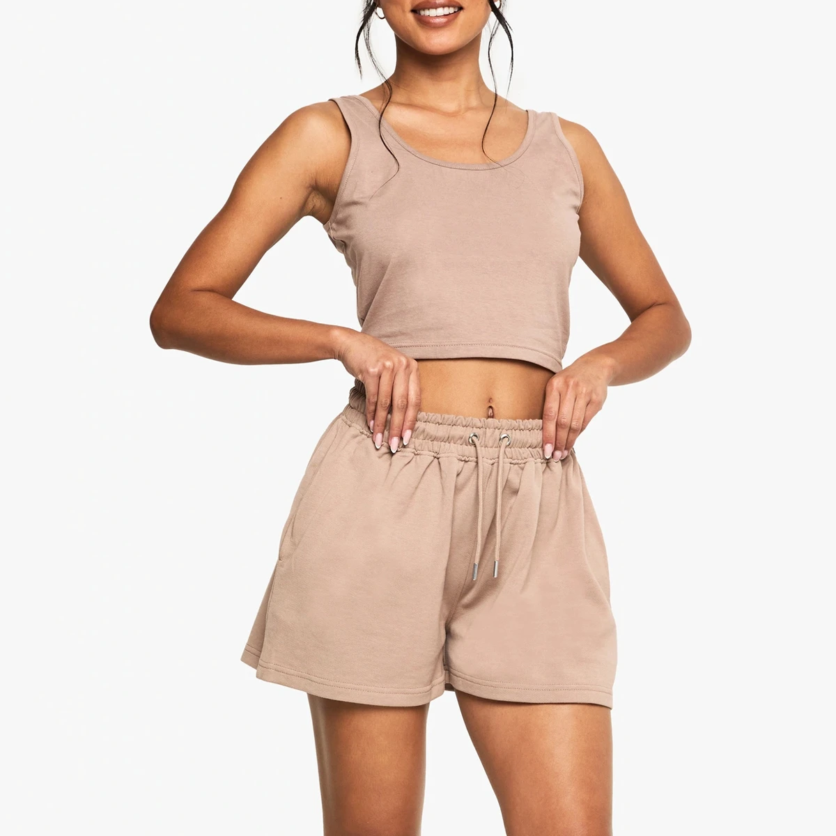 Quick Dry Elastic Waistband Women Vest Sports Fitness Workout Loose Yoga Shorts Crop Tank Top Sets Workout Sport Sets