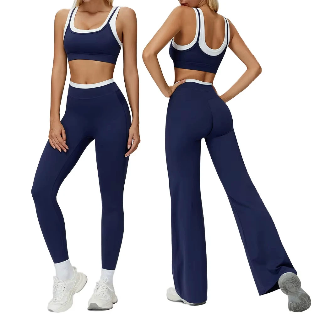 Women's Sleeveless Yoga Set Clothes for Slim Tank Flared Leggings 6 Pieces Women's Gym Yoga Set
