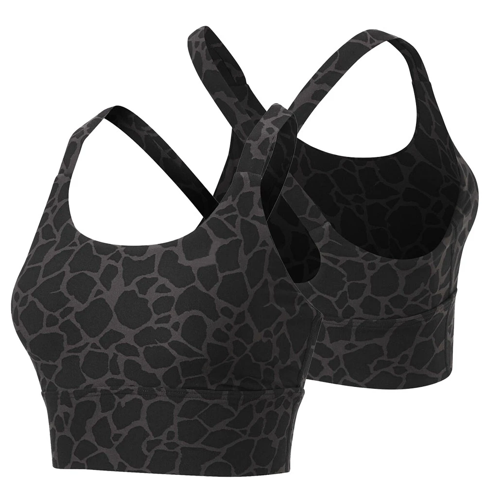 Women's Solid Color Full-Length Leggings Cross Sport Bra Set Breathable Spandex/Nylon U-NECK High Waist High Support Front Gym