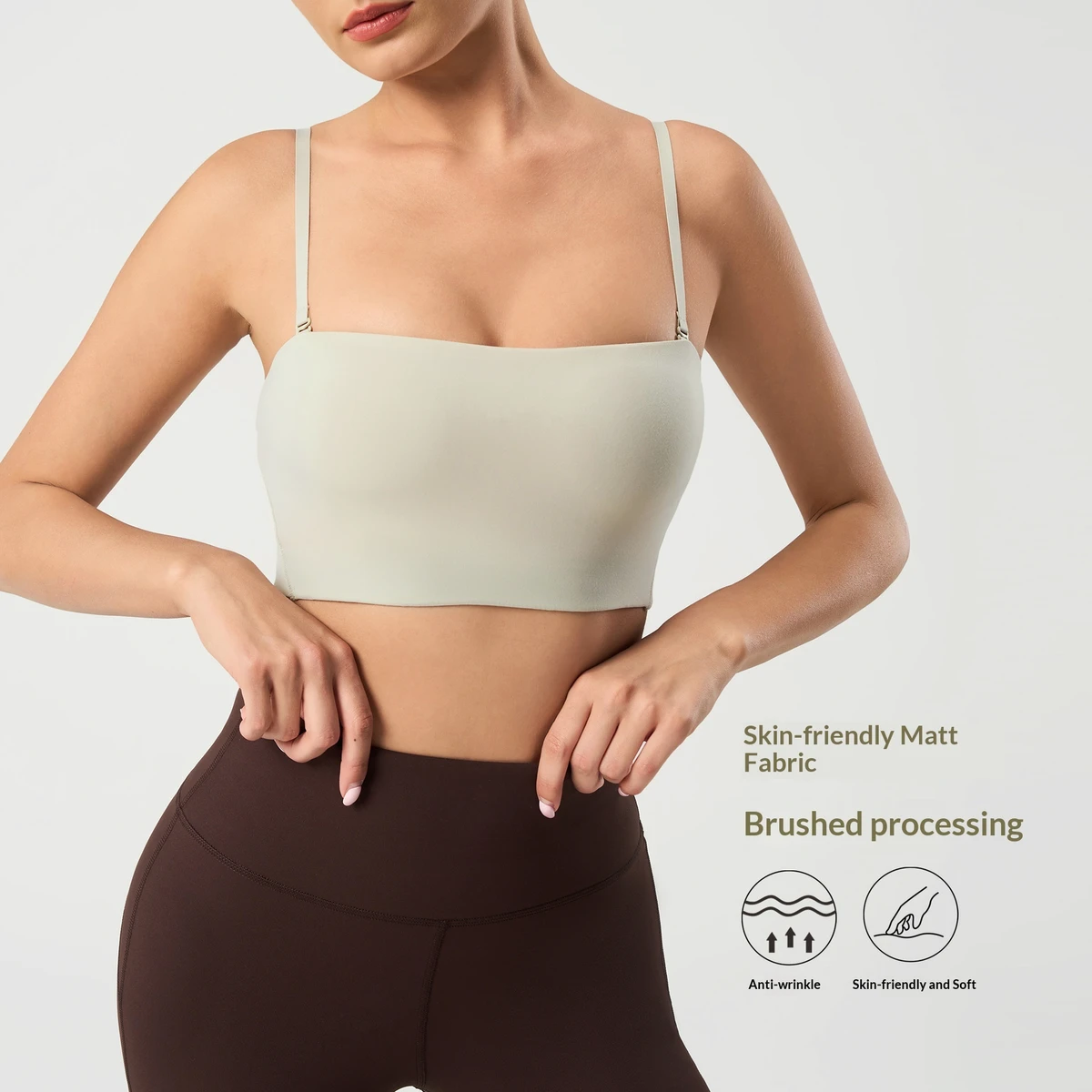 Sexy Adjustable Strap Yoga Tank Top with Nude Feel Breathable High Support Push-Up Sports Bra for Women Spandex/Nylon FitnessBra