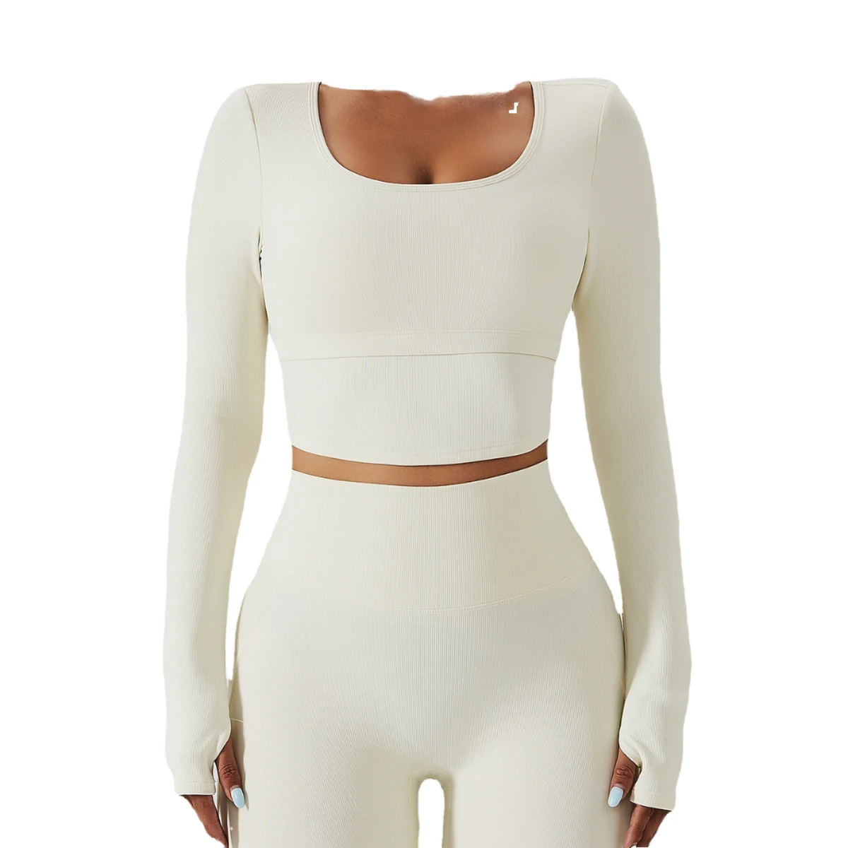 Women Long Sleeve Crop Yoga Top Skinny Fit Activewear Fitness Gym Stretch Shirt Breathable Comfortable Lightweight Front Logo