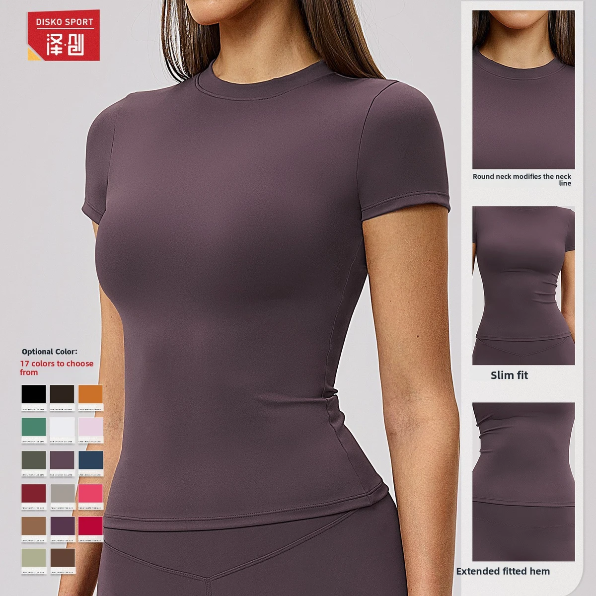 Women's Adult Spring T-shirt Quick-dry Yoga Wear Spandex/Nylon Tight-fitting Short-sleeve Fitness Top Cover-up Outdoor Running