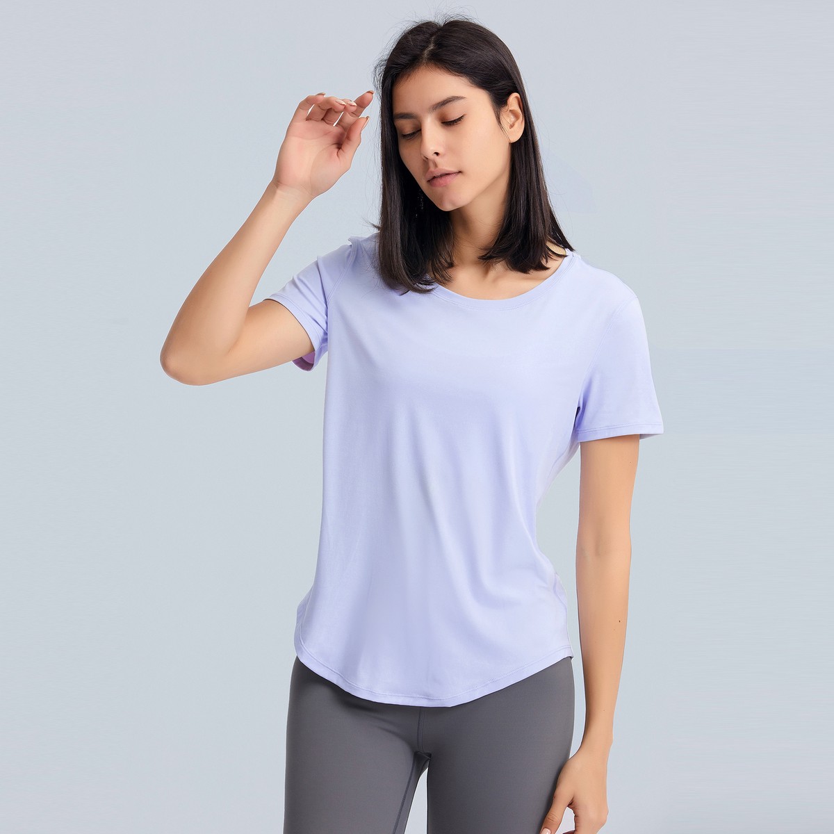 Women's Lightweight Quick-Dry Yogas Top Breathable Fitness Sports Shirt Loose Short Sleeve Brushed Finish Sportswear for Summer