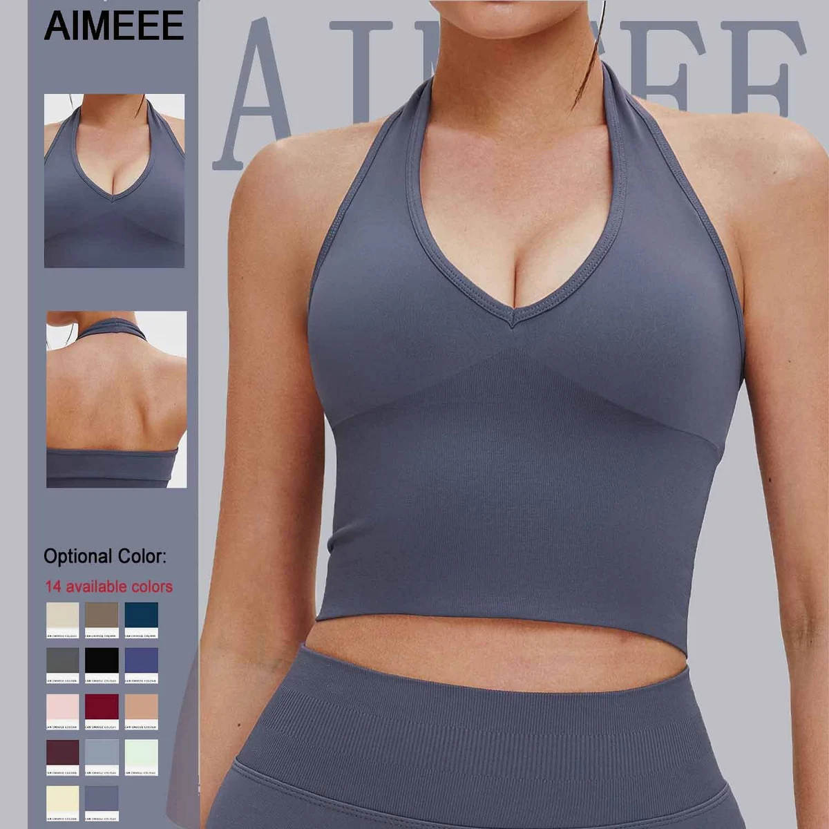 Sports Fitness Yoga Wear Breathable Hanging Neck Backless Seamless Yoga Bra Women Gym Tank Top