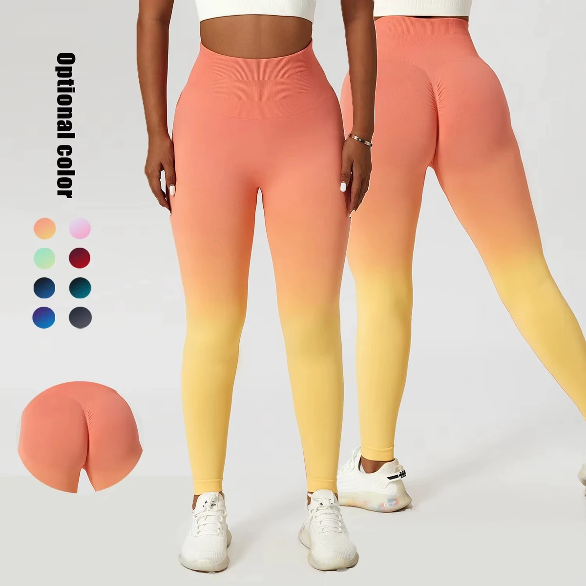 Seamless Women Solid Ankle-Length Sports Yoga Leggings High Waist Fitness Workout Gym Pants Compression Tummy Control Stretch