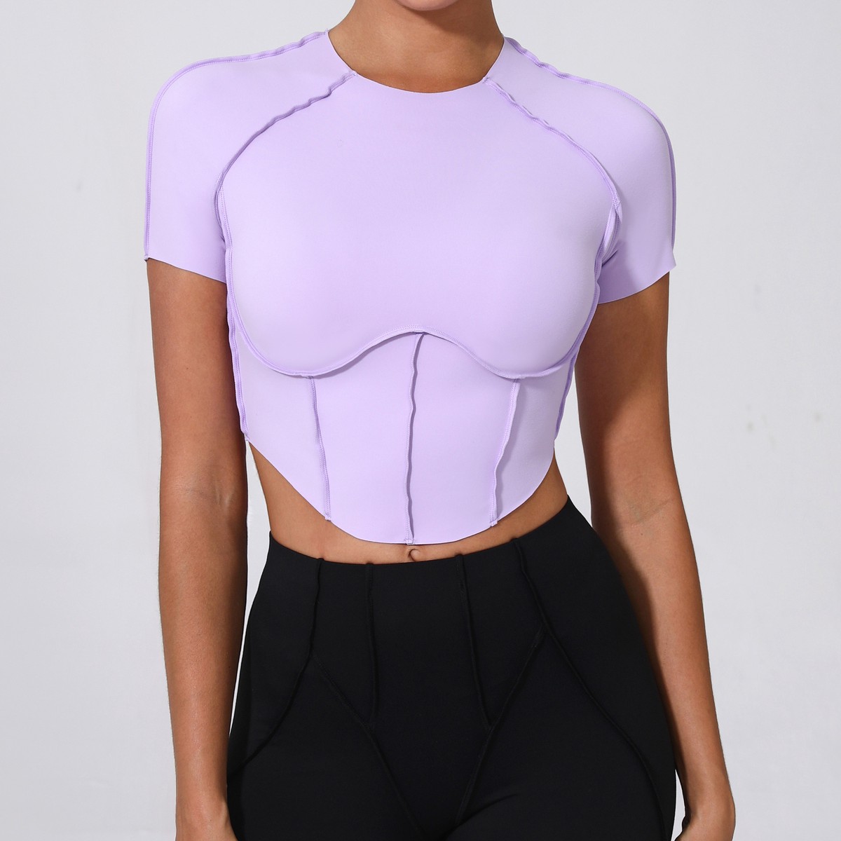 Women's High Neck Compression Running T-Shirt Short Sleeve Plus Size Gym Fitness Base Layer Lightweight Seamless Print