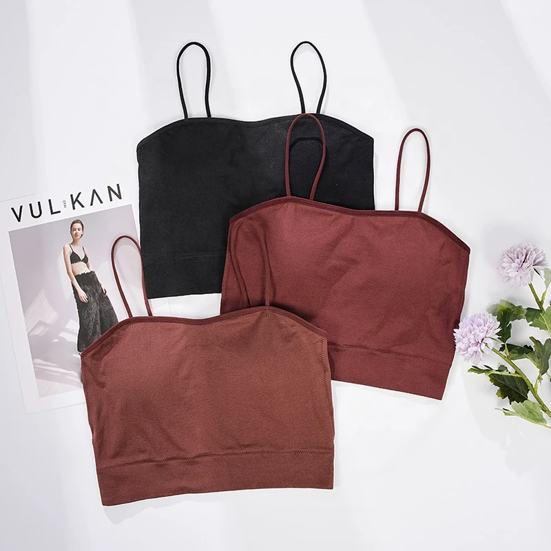 Wholesale Womens Sports Bras For Women Knit Bra Short Crop Wireless Cotton Bra Padded Bralettes For Women