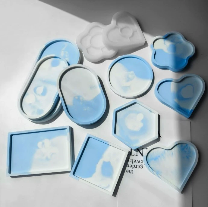 DIY Hexagonal Round Oval Silicone Molds Plaster Gypsum Form Mould Heart Flower Concrete Cement Cup Mat Coaster Epoxy Resin Molds