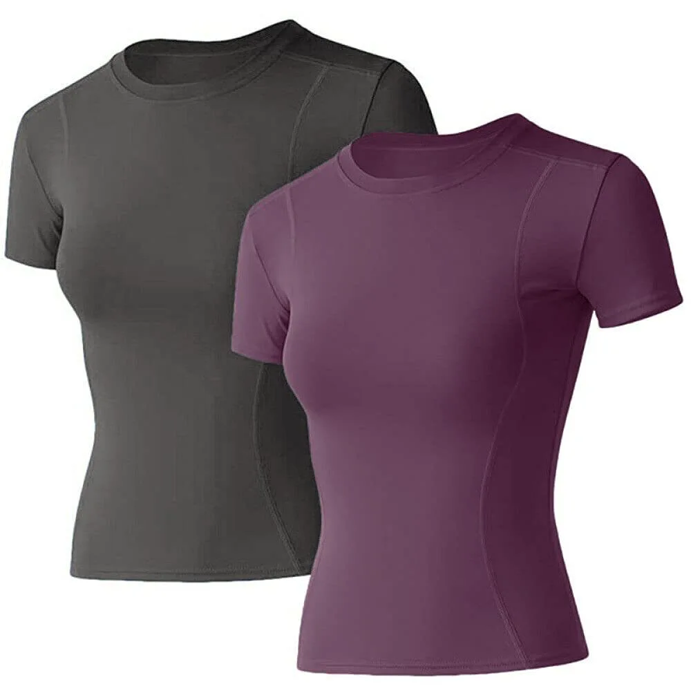 Custom logo Women Yoga Sport Tops Women's Basic Tops Crop Baby Tee Hiking Tennis Golf T-Shirts Tight Fitted Running